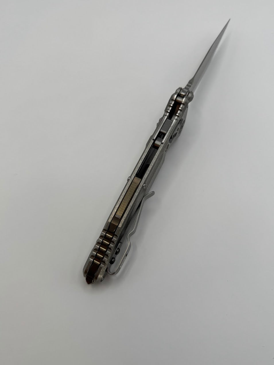 SOCOM DELTA RAM-LOK SPEAR POINT MARFIONE SELECT STONEWASH FINISH STONEWASH FINISH TITANIUM W/ BRONZE TITIANIUM ACCENTS DOUBLE VAPOR BLAST STAINLESS