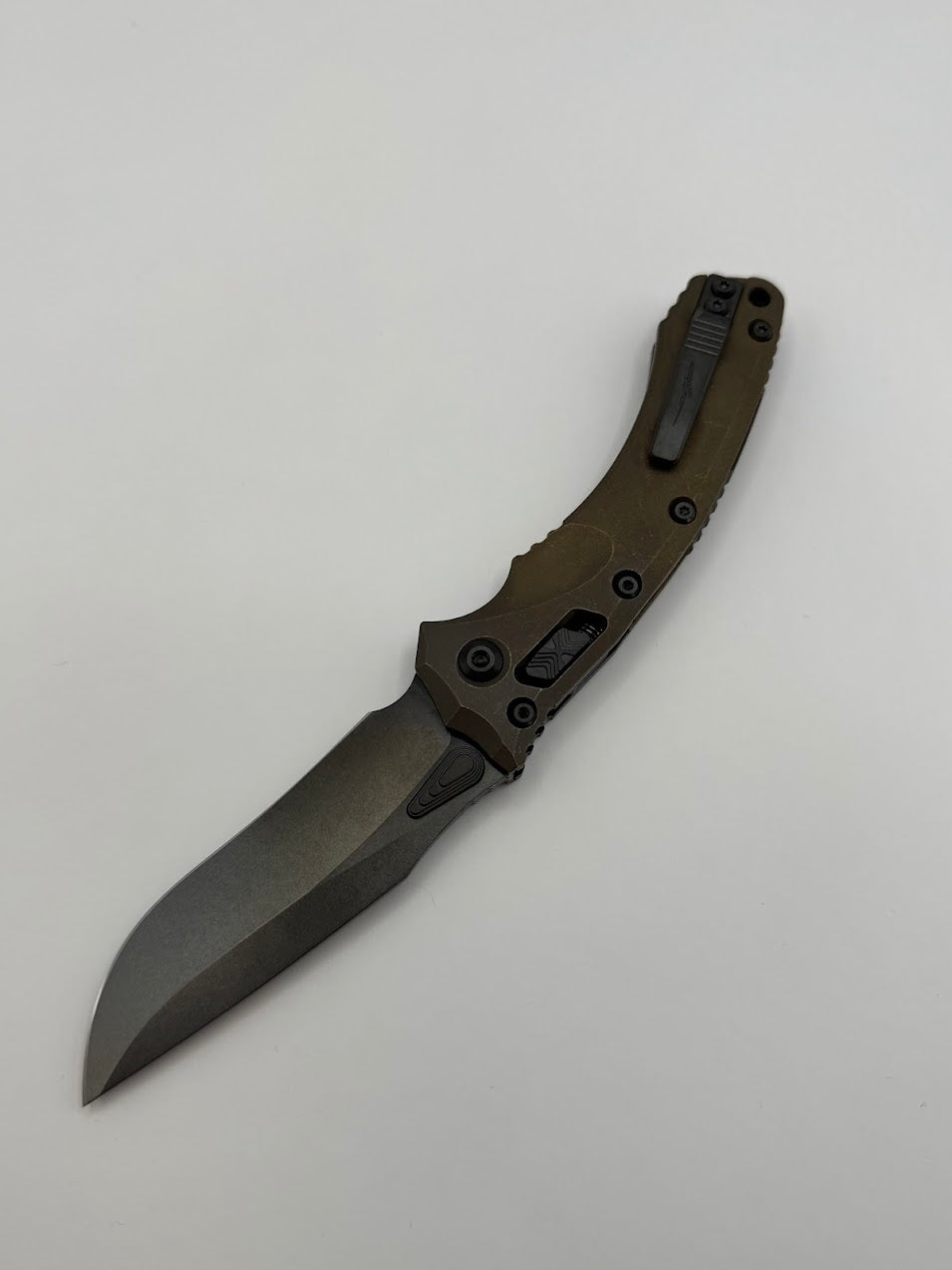 AMPHIBIAN RAM-LOK MARFIONE SELECT DLC STONEWASH FINISH ANTIQUE BRONZE ANODIZED SLAB SIDE TITANIUM W/ DLC TITANIUM ACCENT DLC DOUBLE VAPOR BLAST STAINLESS